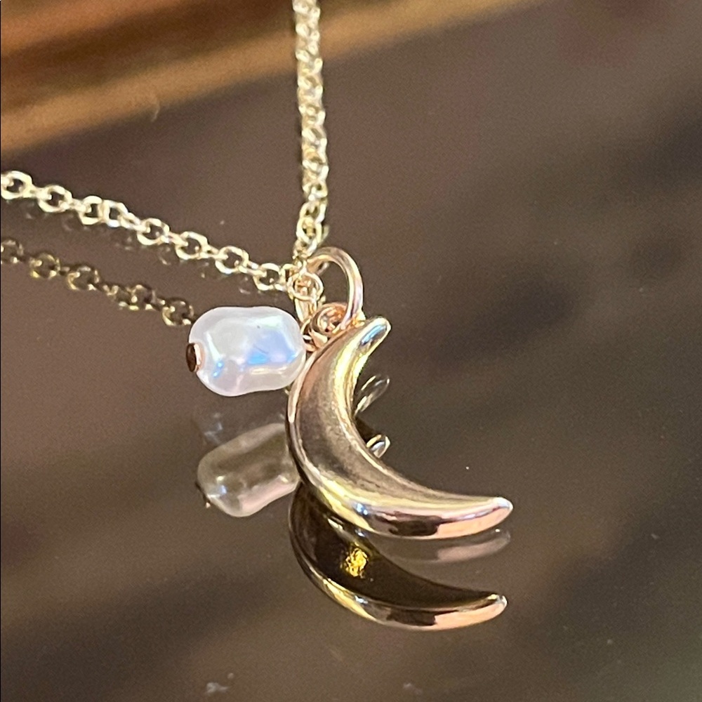Gold Moon Pearl Necklace